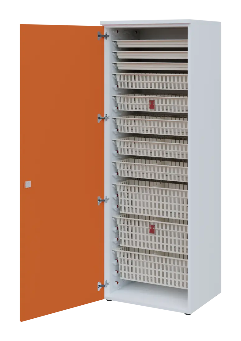 EUROMEDICA D - 66 ABS skříň léková boxová, 1-dveřová, levá, 1950x660x535, korpus bílý, dvířka mandar